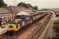 Looking west over a class 37 and passenger train in Inverurie station.<br><br>[Ewan Crawford //]