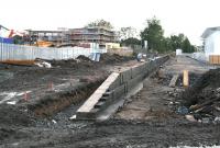 Looking east over the beginnings of the new Alloa platform on 8 October 2006, with accomodation for the next generation of rail users now well advanced to the north of the site.<br><br>[John Furnevel 08/10/2006]