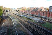 The closed station at Rotherham Masborough. The three lines to the left and centre run to Sheffield and the two on the right run by the old North Midland Railway mainline to Derby by Barrow Hill.<br><br>[Ewan Crawford 21/11/2006]