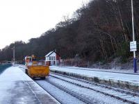 Railmec digger and truck return to goods yard for more ballast.<br><br>[Brian Forbes 18/12/2006]
