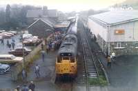 The end. The <I>'Last Train to Torrington'</I> railtour following arrival at Torrington station on 6 November 1982. The locomotive is 31174, with 31158 on the other end of the train.<br><br>[Ian Dinmore 06/11/1982]