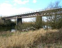 View of Westburn Viaduct from the north bank of the Clyde at Carmyle in April 2007. The signal box which once stood at the south end controlled Westburn Junction where the L&A spur from Kirkhill joined the GCR line from Newton to make the crossing.   <br><br>[John Furnevel 08/04/2007]