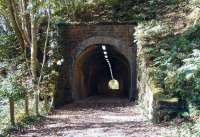 Old Woodhouselee tunnel at Auchendinny on the Penicuik branch on 5 October. View looks southwest towards the station and the remains of Dalmore Mill. The old mill, which stood in the area between the tunnels dated from 1837 and final closure in 2004 brought to an end a long history of mills and paper - making on this part of the North Esk.<br><br>[John Furnevel 05/10/2007]