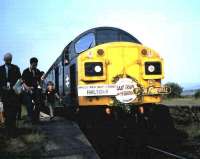 40143 stands at Coupar Angus on 5 June 1982 with the <I>Forfar Farewell</I> railtour.<br><br>[David Panton 05/06/1982]