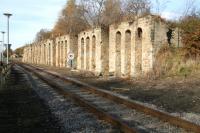 The old coal drops at Shildon seen looking west on 4 November 2007. The listed structure is now incorporated within the grounds of Shildon National Railway Museum.<br><br>[John Furnevel 04/11/2007]