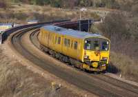 A class 950 Track Assessment Unit heads south towards the Forth Bridge on 4 February having just crossed Jamestown Viaduct. <br><br>[Bill Roberton 04/02/2008]