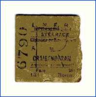 Part of a faded LNER steamer ticket for a journey from Clynder or Roseneath to Craigendoran. The ticket is stamped on the back <I>13 Au 1936</I>.  <br><br>[John McIntyre 05/04/2005]