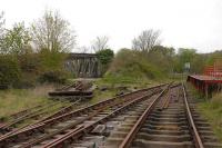 The Bristol Industrial Museum railway general terminus layout seen on 25 April. The remains of the far left track head towards the former Ashton swing bridge.<br><br>[Peter Todd 25/04/2008]