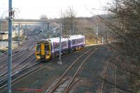 The 1225 Bathgate - Newcraighall <I>crossrail</I> service turns south off the east coast main line at Portobello Junction on 14 December 2007 heading for its penultimate stop at Brunstane.<br><br>[John Furnevel 14/12/2007]