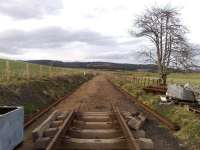 The end of the line in April 2008. The Strathspey Railway is being extended towards Grantown-on-Spey from Broomhill.<br><br>[Alan Cormack 26/04/2008]