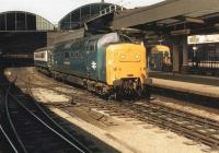 Deltic 55016 <I>Gordon Highlander</I> at a sunny Newcastle Central on 22 June 1981 about to head north with train 1S12, the 0550 Kings Cross - Aberdeen.<br><br>[Colin Alexander 22/06/1981]