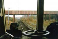 Drivers-eye view along the former mainline platforms at Rutherglen in October 1993.<br><br>[David Panton /10/1983]