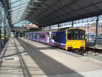 Platform 6 at Southport <I>Chapel Street</I> in August 2008, with 150142 ready to leave for Rochdale via Wigan and Manchester. The 1970s concrete concourse at Southport detracts from the original trainshed that still covers the platforms. <br><br>[Mark Bartlett 13/08/2008]