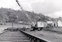 Approaching Callander station from the west in the Spring of 1967 with tracklifting well under way. <br><br>[Colin Miller //1967]