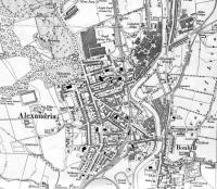 <B> Alexandria </B> Map of 1923 showing LMSR/LNER Joint Line with Alexandria Station. This line had many works branches to the Argyll Motor Works and to many of the fabric print and dying works along the Vale of Leven.<br><br>[Alistair MacKenzie 28/08/2008]