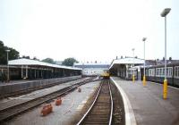 Pre-electrification scene at Kings Lynn in 1981 looking towards the buffer stops.<br><br>[Ian Dinmore //1981]