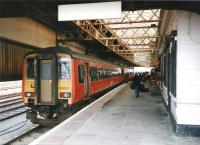 156 501 has recently arrived at Stranraer Harbour from Glasgow Central in October 1997 as passengers head for the ferry.<br><br>[David Panton /10/1997]