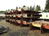 Like parts of a giant Meccano set, the numbered sections of bridge decking are stored at Boat of Garten until needed for spanning the River Dulnain. [With kind permission of the Strathspey Railway.]<br><br>[John Gray 10/10/2008]