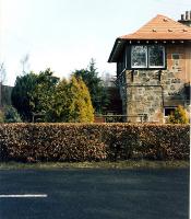 The signalbox at Dalchonzie Halt. View looks to Comrie from the former level crossing.<br><br>[Ewan Crawford //1990]