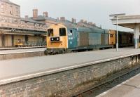 A pair of class 20s led by 20187 passes through Derby station on 15 July 1983.<br><br>[Colin Alexander 15/07/1983]