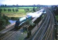 Sir Nigel Gresley's eponymous A4 no 4498 heads north over the River Eden at Etterby in 1968 with a special.<br><br>[Robin Barbour Collection (Courtesy Bruce McCartney) /05/1968]