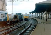A near miss as station pilot 03094 shunts a DMU and comes perilously close to having an argument with a class 47 at the west end of Newcastle Central in 1983.<br><br>[Colin Alexander //1983]