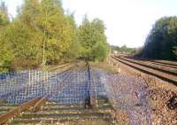 Road to nowhere at the north end of Perth New Yard in October 2008, with the main line to Inverness on the right and the former link to the Crieff line on the left. The track layout was much modified here when the loop was removed.<br>
<br><br>[Gary Straiton /10/2008]