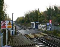 Stone Crossing and gate box between Dartford and Greenhithe on 8 December 2008.<br><br>[John McIntyre 08/12/2008]