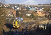 158 725 with a Fife Outer Circle service passes the site of Touch South Junction on 11 December 2008. This is the point where the direct line from the south branched off to the left to reach Dunfermline Upper station.<br><br>[Bill Roberton 11/12/2008]