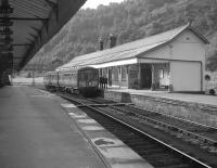 A DMU prepares to leave Callander for Larbert in September 1965, around two months before final closure.<br><br>[Colin Miller /09/1965]