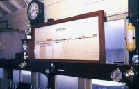Inside the signal box at Sandown, Isle of Wight, in 1988. <br><br>[Ian Dinmore //1988]