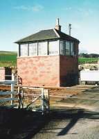 The level crossing at Carmont, south of Aberdeen, in October 1998. The gates are set against the (quiet) road but opened to allow me to cross.<br><br>[David Panton /10/1998]