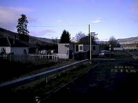 Moulinearn Level Crossing looking to Inverness. The photograph was taken not long after an accident here and a portacabin was permanently manned by the crossing for safety. The crossing is hard by the A9.<br><br>[Ewan Crawford 06/02/2002]