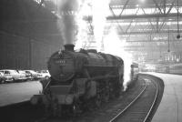 Black 5 no 45492 of Carstairs shed prepares to take the 1.20pm service to Lanark out of Princes Street on 3 September 1965.<br><br>[K A Gray 03/09/1965]