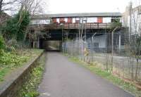 View west along the trackbed at the old Newhaven station on the Caledonian Leith North branch on 15 March 2009. The street level booking office on Craighall Road was used by a local joinery firm for many years following closure in 1962, but the building is now deserted and in a generally poor state of repair.<br><br>[John Furnevel 15/03/2009]