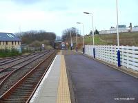View out along the platform at Thurso station on 27 March 2009.<br><br>[Brian Forbes 27/03/2009]