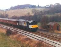 58008 between Crigglestone Junction and former Crigglestone West Station with the Pathfinder <I>Standedge Stomper</I> on 20 February 1994.<br><br>[David Pesterfield 20/02/1994]