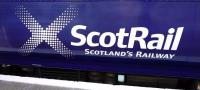ScotRail logo, photographed at East Kilbride on 10 June 2009. <br><br>[John Steven 10/06/2009]
