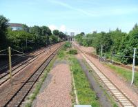 View west over Rutherglen West Junction - and the remains of Rutherglen's mainline platforms (abandoned in 1979) on 1 June 2009.<br><br>[David Panton 01/06/2009]