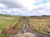 Looking east along the trackbed of the former Berwickshire Railway between Gordon and Greenlaw near Rumbletonlaw in March 2004.<br>
<br><br>[James Young 09/03/2004]