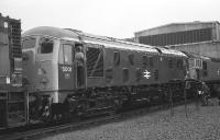 Class 24 no 5001 in ex works condition receives a visit from members of the public during the Railfair at Eastfield depot on 16 September 1972. <br><br>[John McIntyre 16/09/1972]