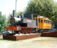 RS No 3, one of the locomotives used on the former narrow gauge 'tramway' linking Salou to Reus, seen on 12 August on display next to the old Salou station (now a nursery).<br><br>[Colin Alexander 12/08/2009]