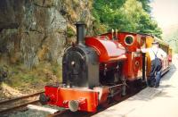 Talyllyn Railway No 4 <i>Edward Thomas</i> stands at Nant Gwernol with a train in July 1992.<br><br>[Ken Browne 22/07/1992]