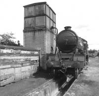 Preserved and restored ex-LNER class D49 no 246 <I>Morayshire</I> stands alongside the water tank at Boness on Friday 28th August 2009.<br>
<br><br>[David Forbes 28/08/2009]