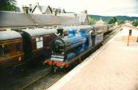 Caledonian Railway no 828 running round at Boat of Garten on 18 August 1993.<br><br>[Ken Browne 18/08/1993]