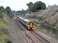 A 4-car 158 pulls away from Polmont with the daily Edinburgh to Alloa service on 2 September 2009<br><br>[David Panton 02/09/2009]