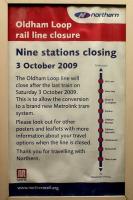 Tonight's the night! Last train to Oldham and other stations on 'The Loop', 3 October 2009.<br><br>[John McIntyre 03/10/2009]