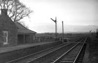 Evening at Scotch Dyke in the early 1960s looking north east along the platform towards Riddings Junction. The message above the platform shelter can still be read today. [See image 17170]<br>
<br><br>[Robin Barbour Collection (Courtesy Bruce McCartney) //]