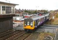 The 1003 Bishop Auckland - Saltburn leaves Redcar Central on 13 October and runs over West Dyke Road level crossing.<br><br>[John Furnevel 13/10/2009]