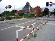 Crossing just to the east of Travemunde Hafen on Germany's Baltic Coast, July 2009. <br><br>[John Steven /07/2009]